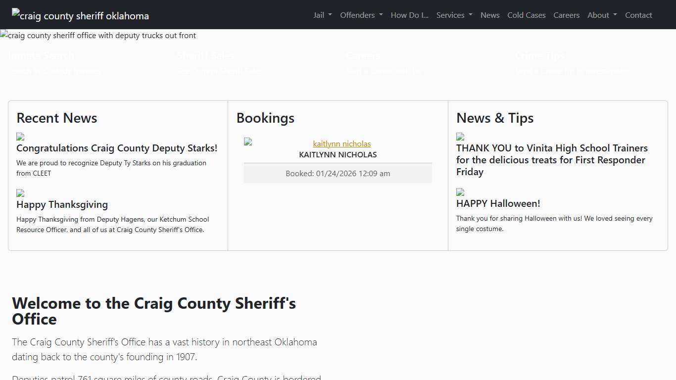 Craig County Sheriff's Office in Oklahoma